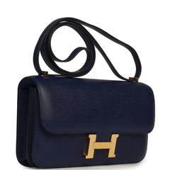 Pre-owned Hermes Constance Elan Bleu Indigo Epsom Gold Hardware