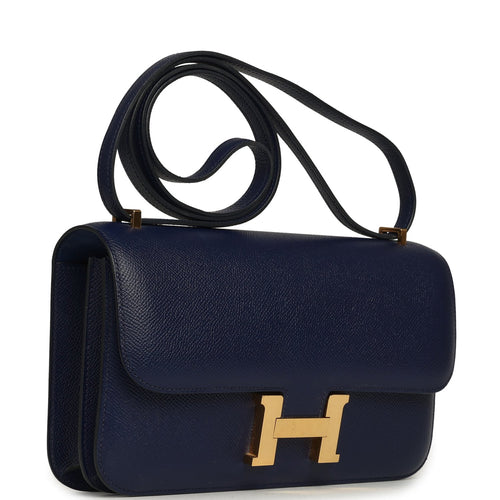 Pre-owned Hermes Constance Elan Bleu Indigo Epsom Gold Hardware