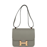 Pre-owned Hermes Special Order (HSS) Constance 24 Gris Mouette Verso Epsom Rose Gold Hardware - Thumbnail View 6