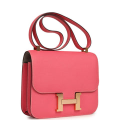 Pre-owned Hermes Special Order (HSS) Constance 24 Rose Azalee Verso Epsom Gold Hardware