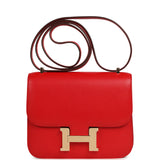 Pre-owned Hermes Constance 18 Rouge De Couer Chevre Mysore Permabrass Hardware - Thumbnail View 1