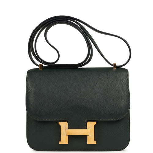 Pre-owned Hermes Constance 18 Vert Anglais Chevre Mysore Gold Hardware