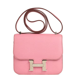 Pre-owned Hermes Constance 18 Bubblegum Epsom Palladium Hardware