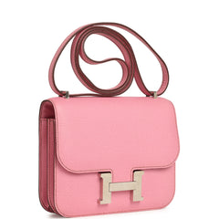Pre-owned Hermes Constance 18 Bubblegum Epsom Palladium Hardware