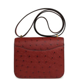 Pre-owned Hermes Constance 18 Rouge H Ostrich Gold Hardware - Thumbnail View 4