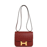Pre-owned Hermes Constance 18 Rouge H Ostrich Gold Hardware - Thumbnail View 7
