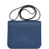 Pre-owned Hermes Constance 18 Bleu Tie Epsom Palladium Hardware - Thumbnail View 4