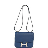 Pre-owned Hermes Constance 18 Bleu Tie Epsom Palladium Hardware - Thumbnail View 7
