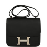 Pre-owned Hermes Constance 24 Black Epsom Palladium Hardware - Thumbnail View 1