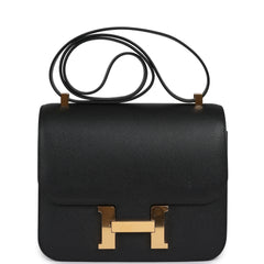 Pre-owned Hermes Constance 24 Black Epsom Gold Hardware