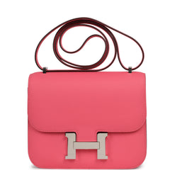 Hermes Constance 18 Rose Azalee Epsom Palladium Hardware