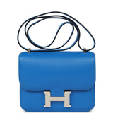 Pre-owned Hermes Constance 18 Bleu Hydra Chevre Mysore Palladium Hardware - Thumbnail View 1