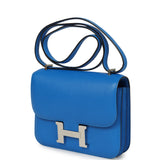Pre-owned Hermes Constance 18 Bleu Hydra Chevre Mysore Palladium Hardware - Thumbnail View 5