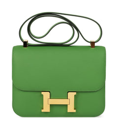 Pre-owned Hermes Constance 24 Vert Yucca Epsom Gold Hardware