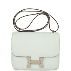 Pre-owned Hermes Constance 18 Bleu Brume Chevre Mysore Palladium Hardware