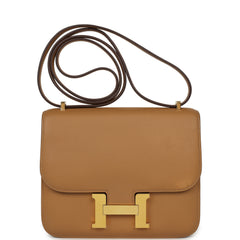 Pre-owned Hermes Constance 18 Biscuit Swift Gold Hardware
