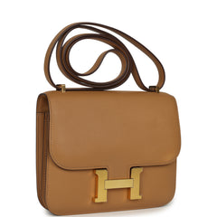 Pre-owned Hermes Constance 18 Biscuit Swift Gold Hardware