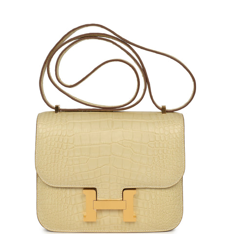 Hermes Constance 18 Vanille Matte Alligator Gold Hardware