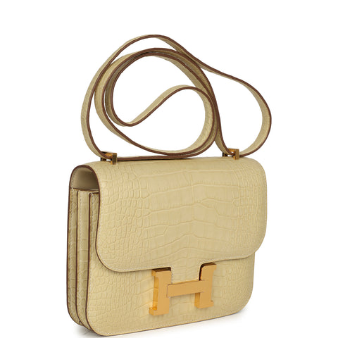 Hermes Constance 18 Vanille Matte Alligator Gold Hardware
