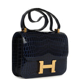 Hermes Constance 24 Bleu Saphir Shiny Niloticus Crocodile Gold Hardware - Thumbnail View 2