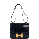 Hermes Constance 24 Bleu Saphir Shiny Niloticus Crocodile Gold Hardware - Thumbnail View 7