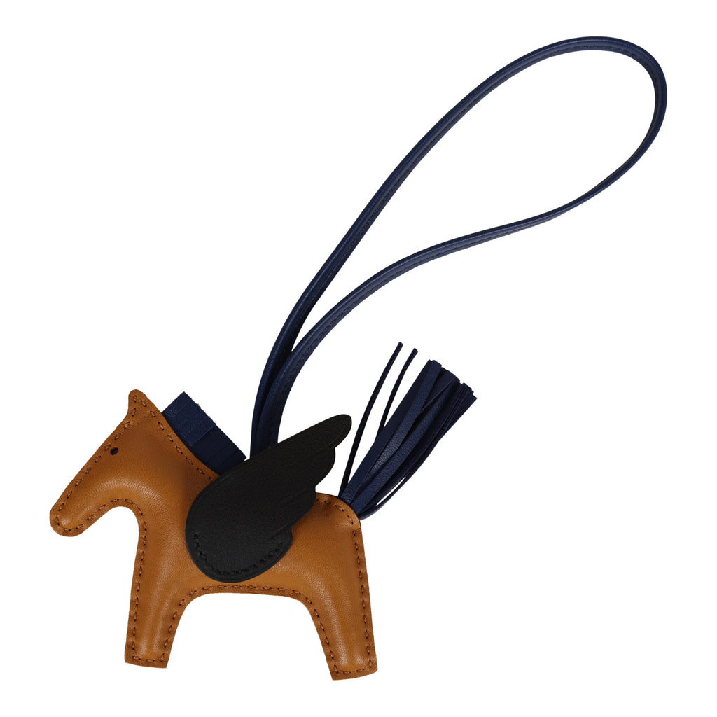 Hermes Sesame/Bleu Saphir/Black Pegasus Horse Rodeo Bag Charm