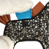Custom Black Swarovski Crystal Hermes Rodeo Bag Charm PM Black, Bleu Zanzibar, Gold Milo Lambskin - Thumbnail View 4