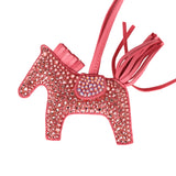 Custom Pink Swarovski Crystal Hermes Rodeo Bag Charm PM Rose Azalee Milo Lambskin