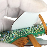 Custom Green and Blue Swarovski Crystal Hermes Bedazzled Pegase Rodeo Bag Charm PM Menthe, Sesame and Bleu Brume Milo Lambskin - Thumbnail View 4