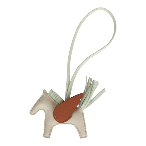 Hermes Craie/Vert Fizz/Gold Pegasus Horse Rodeo Bag Charm PM