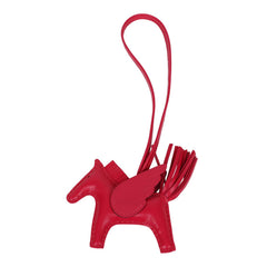 Hermes Framboise Milo Lambskin Pegasus Horse Rodeo Bag Charm PM