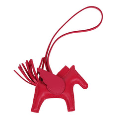 Hermes Framboise Milo Lambskin Pegasus Horse Rodeo Bag Charm PM