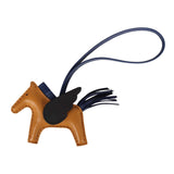 Hermes Sesame/Bleu Saphir/Black Pegasus Horse Rodeo Bag Charm PM