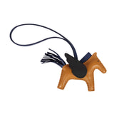 Hermes Sesame/Bleu Saphir/Black Pegasus Horse Rodeo Bag Charm PM