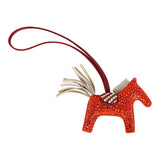 Custom Orange Swarovski Crystal Hermes Rodeo Bag Charm PM Orange/Craie/Rubis Milo Lambskin