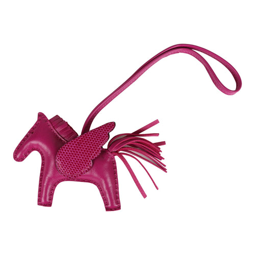 Hermes Rose Pourpre Pegasus Rodeo Touch Bag Charm PM