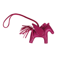 Hermes Rose Pourpre Pegasus Rodeo Touch Bag Charm PM