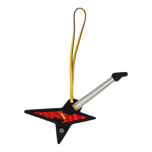 Hermes Rock Touch Bag Charm Black Swift and Rouge de Coeur Shiny Alligator Palladium Hardware