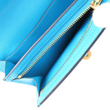 Hermes Kelly Pocket Slim Wallet Bleu Frida Chevre Gold Hardware