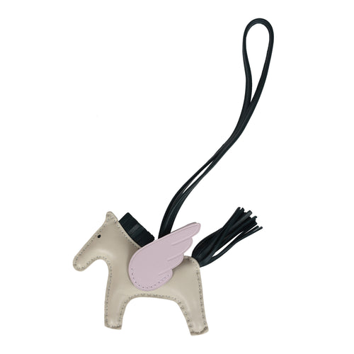 Hermes Pegasus Rodeo Charm PM Mauve Pale, Craie and Vert Cypress Milo Lambskin