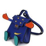 Hermes Kelly Doll Idole Bag Charm Bleu Electric, Feu, Jaune de Naples and Vert Verone Tadelakt/Chevre Gold Hardware