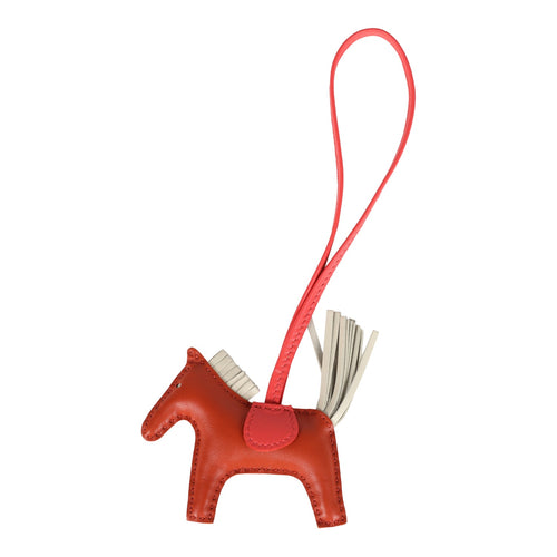 Hermes Rodeo Bag Charm PM Craie/Rose Texas/Cornaline Milo Lambskin
