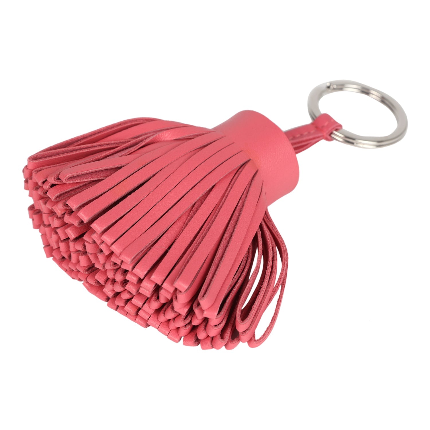 Hermes Rose Lipstick Lambskin Carmen Tassel Keychain Madison Avenue