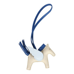 Hermes Pegase Rodeo Bag Charm PM Craie/Bleu De France/Bleu Brume Milo Lambskin