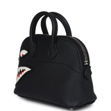 Hermes Mini Bolide Shark Bag Charm Black and White Swift Palladium Hardware