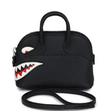 Hermes Mini Bolide Shark Bag Charm Black and White Swift Palladium Hardware