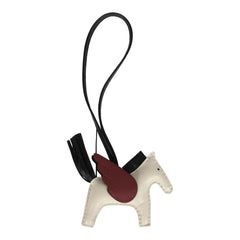 Hermes Pegase Rodeo Bag Charm PM Craie/Black/Rouge H Milo Lambskin