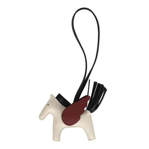 Hermes Pegase Rodeo Bag Charm PM Craie/Black/Rouge H Milo Lambskin
