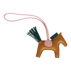 Hermes Rodeo Bag Charm PM Sesame/Malachite/Rose Sakura Milo Lambskin