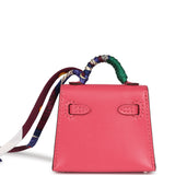 Hermes Mini Kelly Twilly Bag Charm Rose Lipstick Tadelakt Gold Hardware